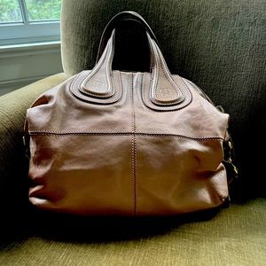 Givenchy Nightingale Satchel in Linen tone with gold hardware.